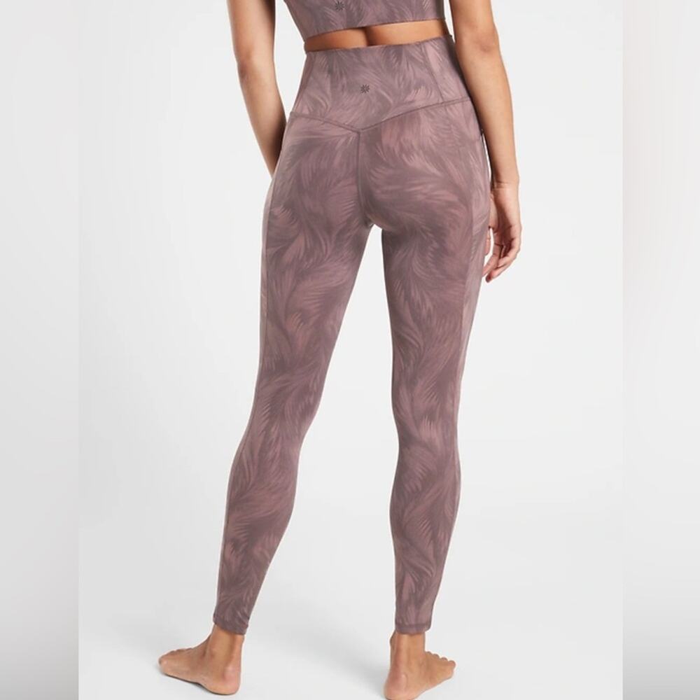 Athleta SALUTATION STASH POCKET II PRINTED TIGHT Ava Smoked Almond Brown XS - Picture 2 of 11